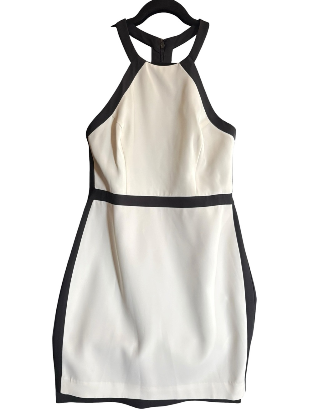 BCBGMaxAzria Sabrina Dress Black White Halter Cutout Back Size 12 NWT
